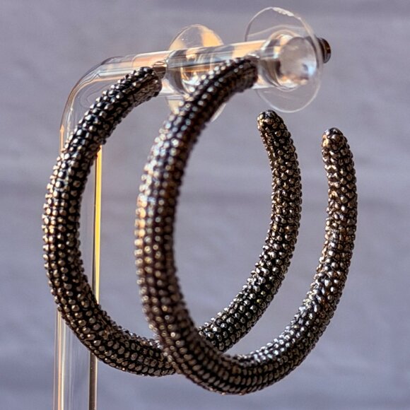 Vintage Chico’s Textured Silver Hoop Earrings Y2K Large Statement Unworn - Picture 10 of 14